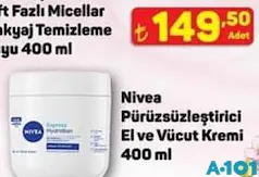 NİVEA PÜRÜZSÜZLEŞTİRİCİ EL VE VÜCUT KREMİ 400 ML fiyat ve kampanya bilgisi